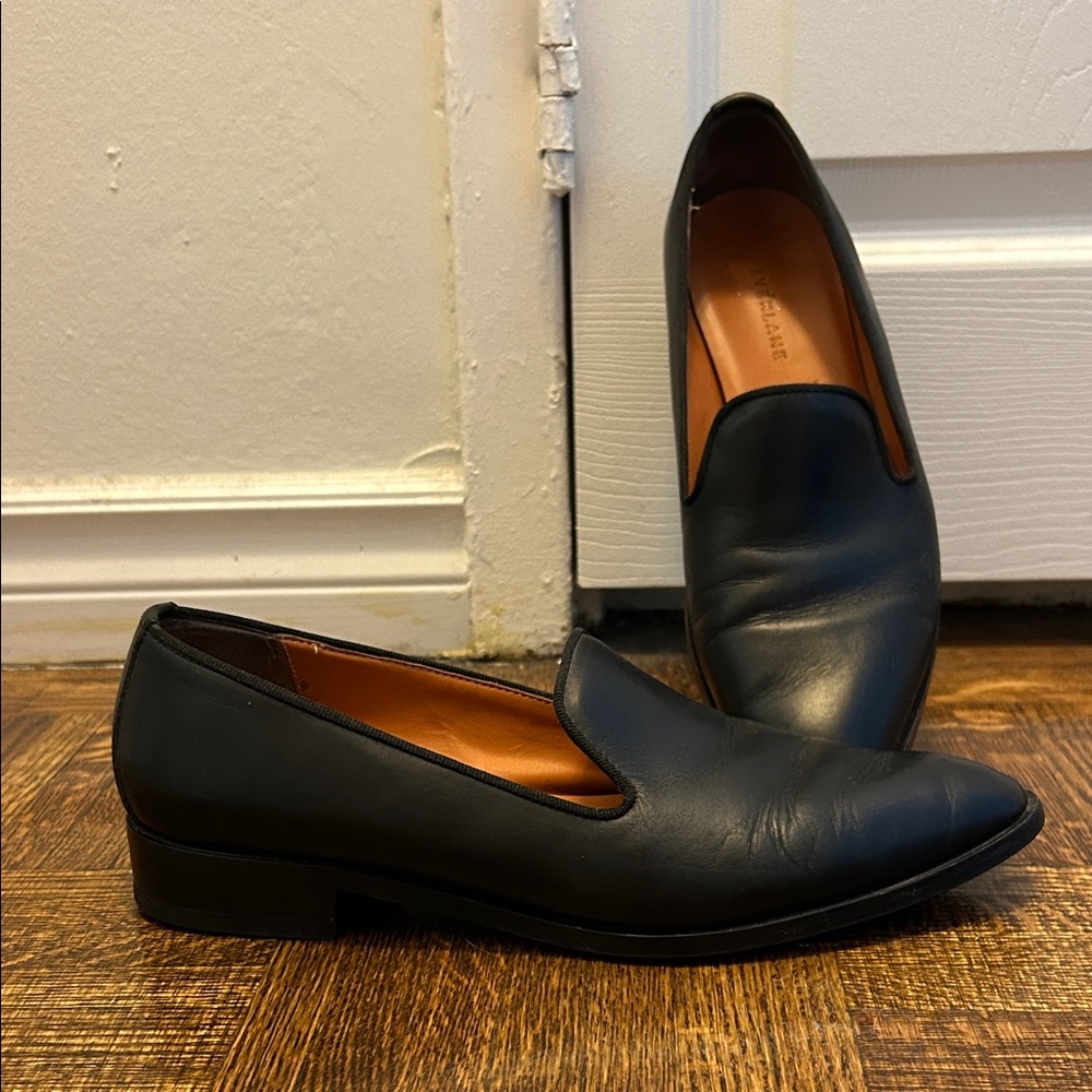 Everlane Black Leather Loafers made in Italy